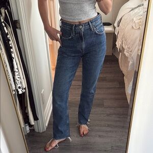 Agolde Straight Leg Jeans in Dark Blue Wash